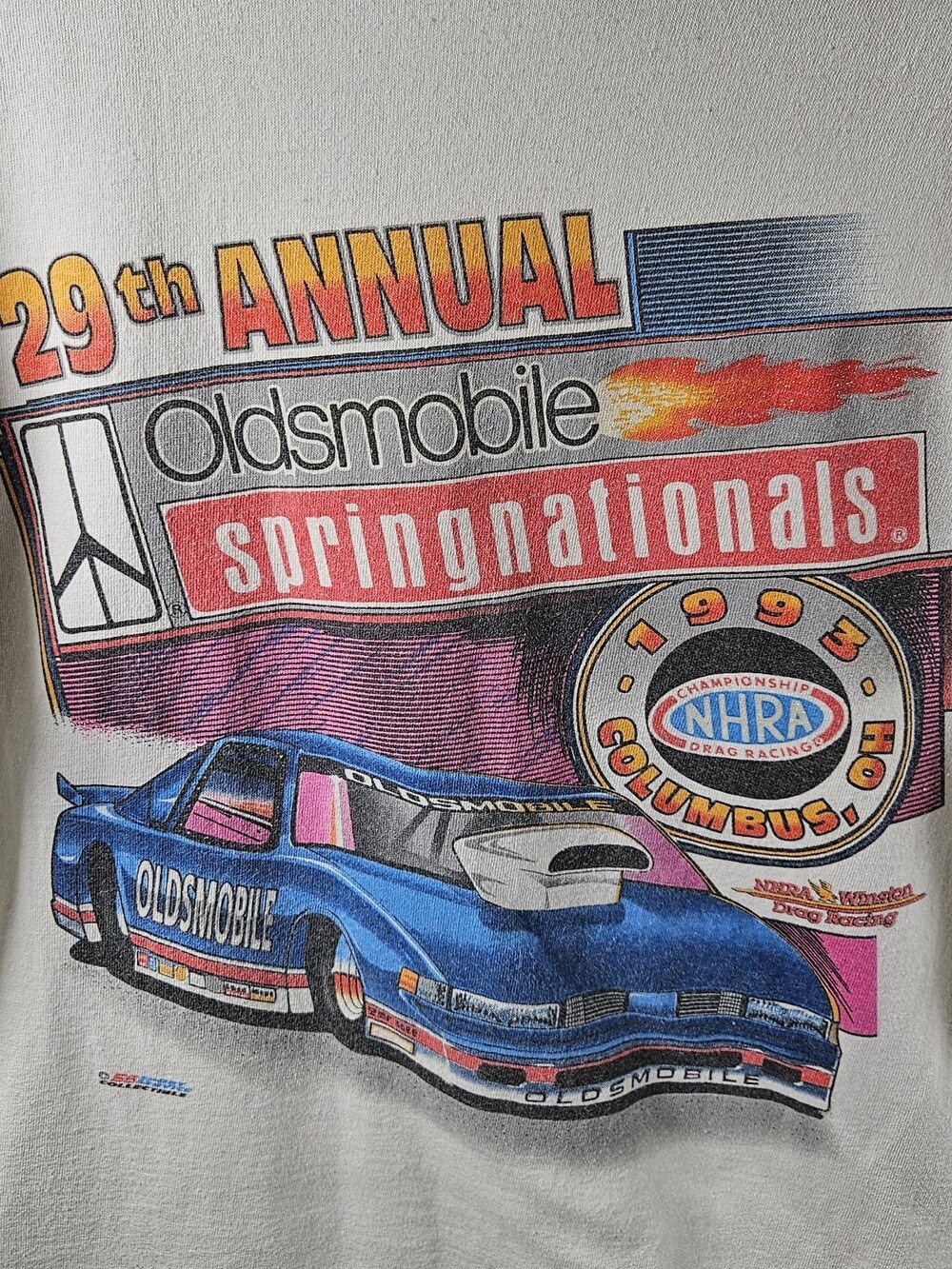 Vintage 1993 NHRA Spring Nationals Drag Racing T-Shirt Large *fits Medium White
